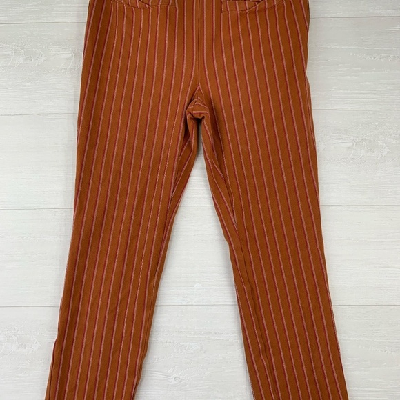 Anthropologie Essential Slim Trouser Pants Rust with Stripes Cropped Size 6 - Picture 2 of 13